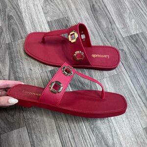 NEW Larroude Milan Jelly Sandal Grommet Scarlet 8/9 EU 38